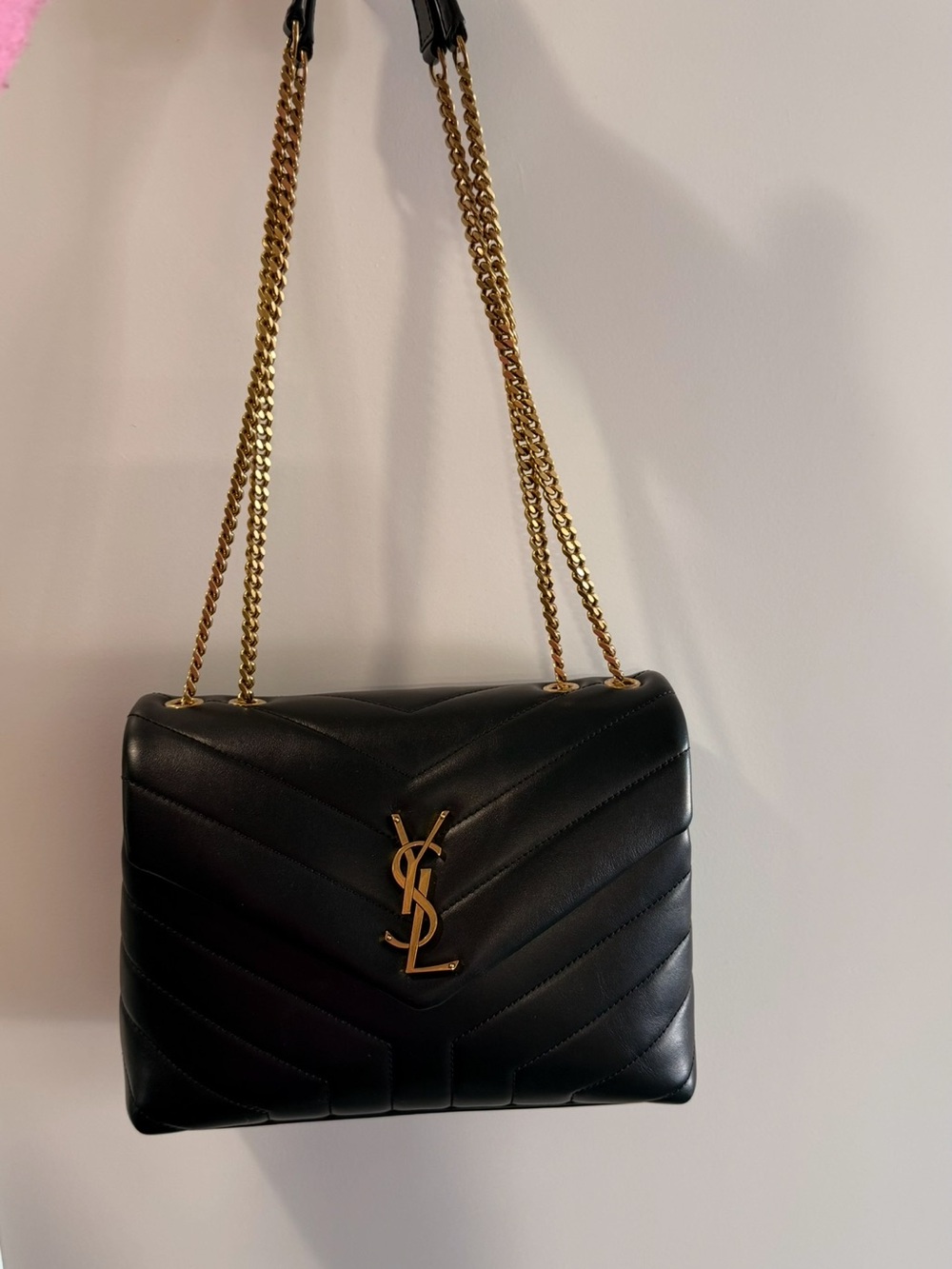 Saint Laurent Black Quilted Leather Shoulder Bag with Gold Hardware